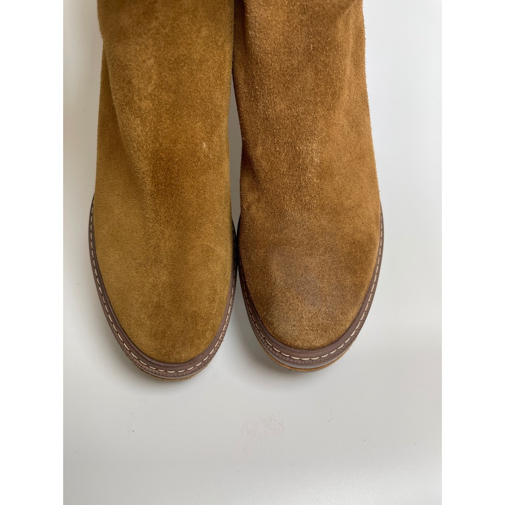 Steve Madden Camel Suede Platform Block Chunky Heel Ankle Boots Size 10 M - Picture 4 of 10